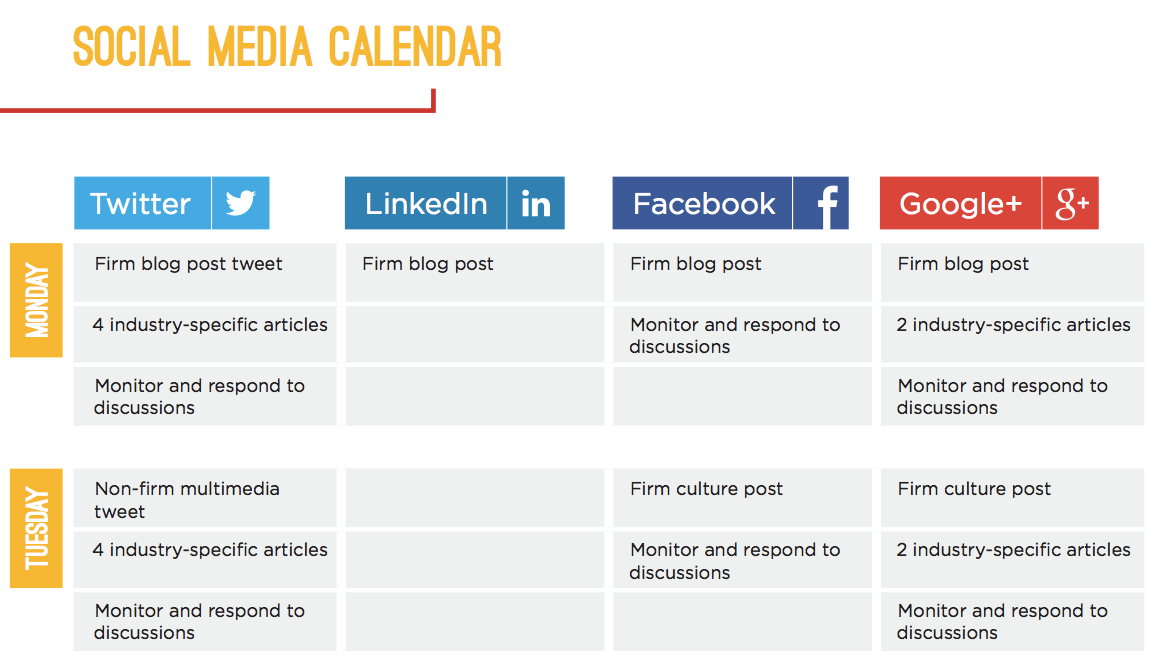 Social media calendar